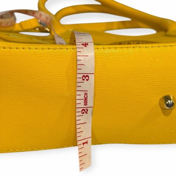 DFH ITALY Women’s Bright Yellow Leather Structured Handbag - Picture 7 of 7